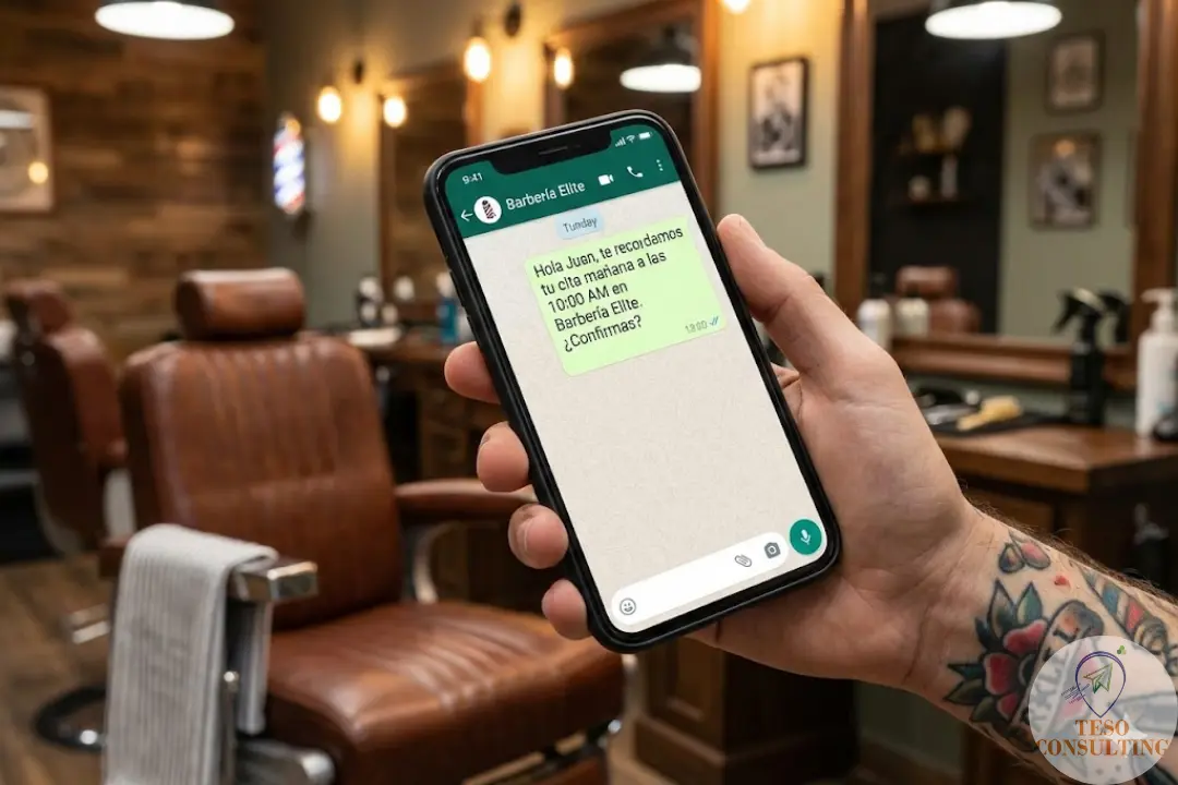 Barbero Usando el Sistema de Agenda Digital con WhatsApp